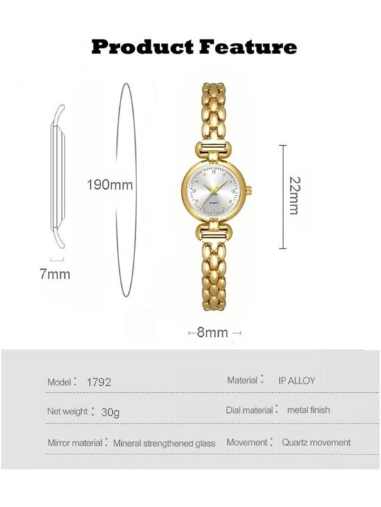 Petite Women\'s Round Fashion Wrist Watch - Diamond Accents, Waterproof, Analog main image 5